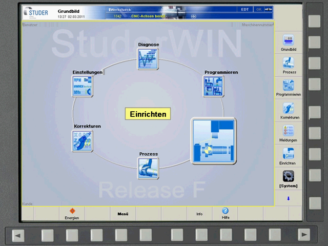 StuderWIN operating system front screen